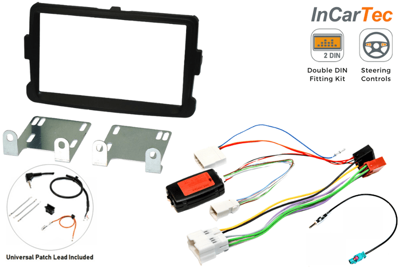 Dacia Duster, Dokker, Lodgy, Logan, Sandero Double DIN stereo fitting kit MATT BLACK (WITH SWC)