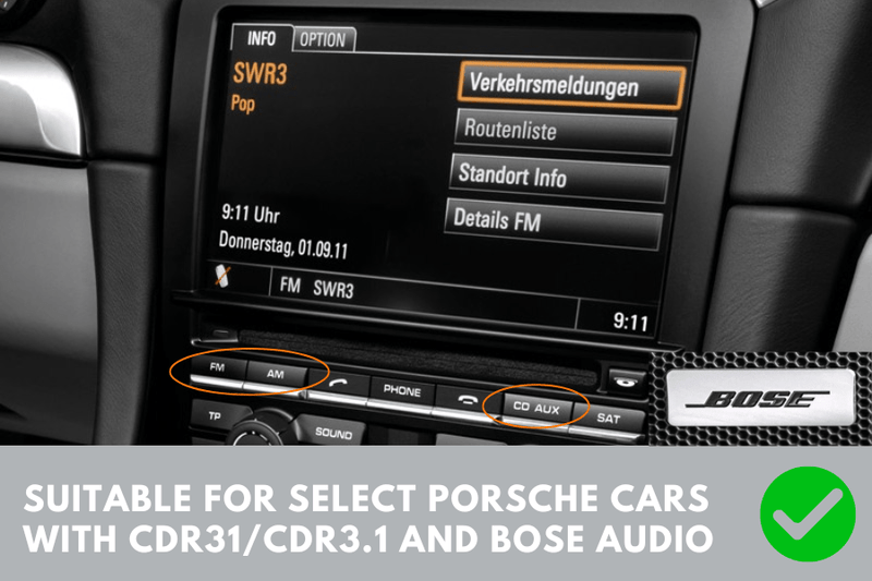 Porsche 911, Boxster, Cayman (2012-16) Double DIN stereo upgrade fitting kit (CDR31/ BOSE AUDIO)